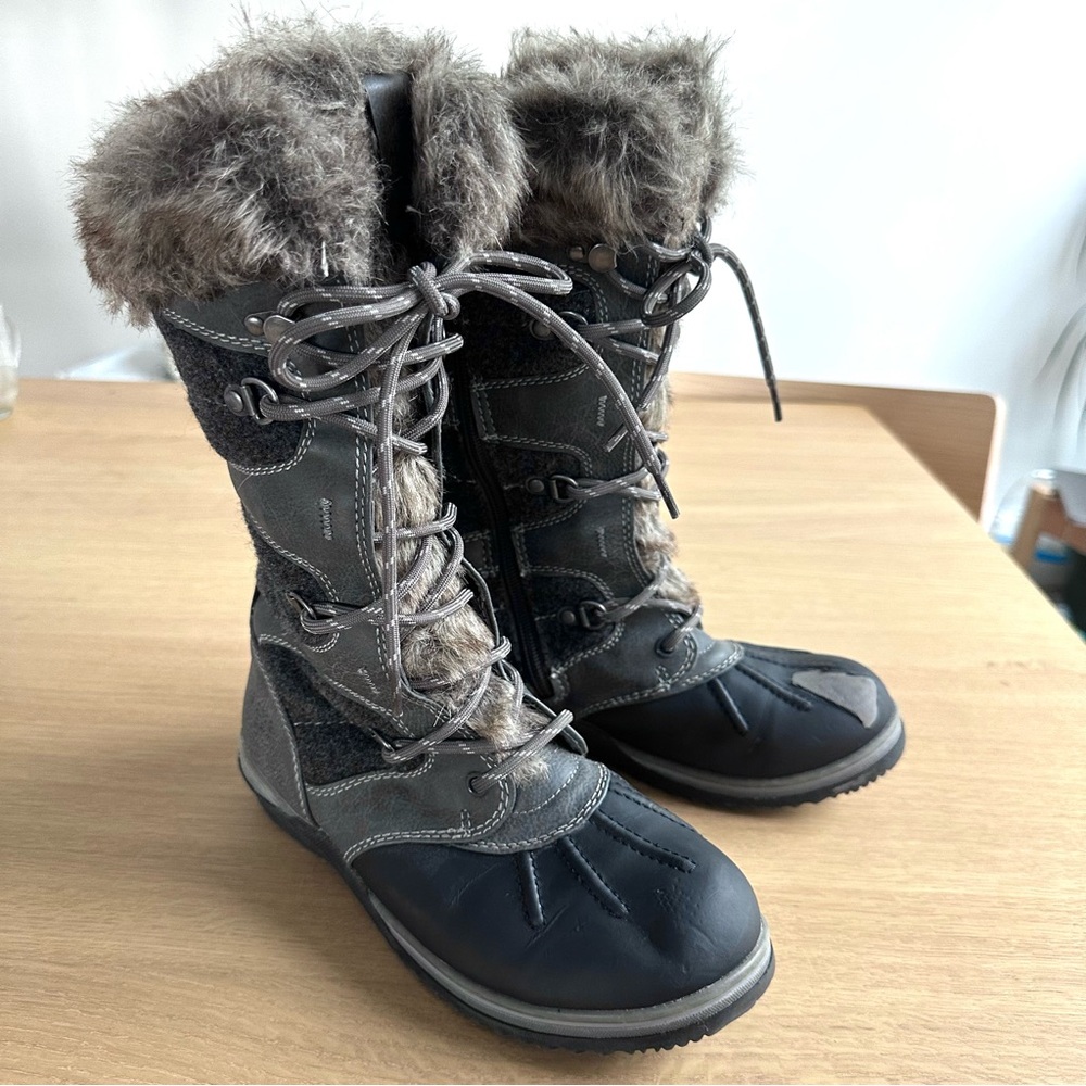 Blondo Sport Waterproof Grey Sasha Boots Faux Fur Size 6M Winter Fleece lined